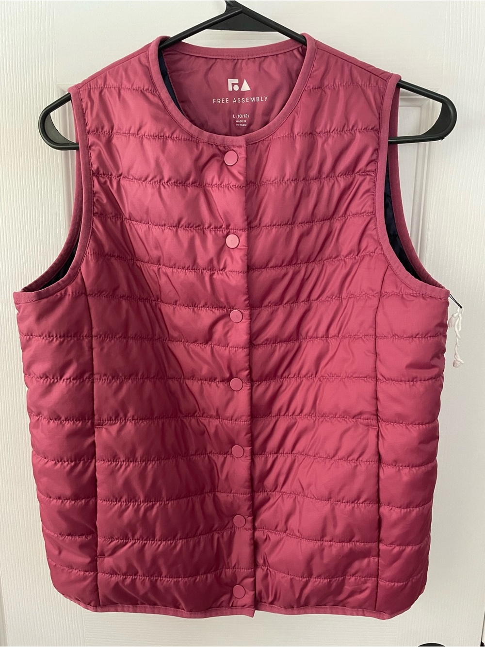Free Assembly Girls Quilted Sleeveless Vest - Berry Pink